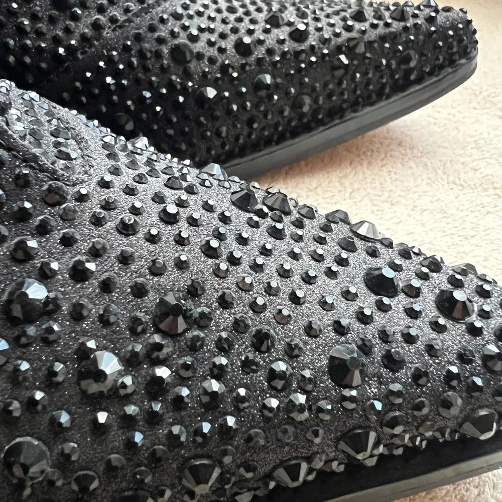 Jessica Simpson‎ 9 M Black Rhinestone Western Ankle Boots Pointed Toe Block Heel